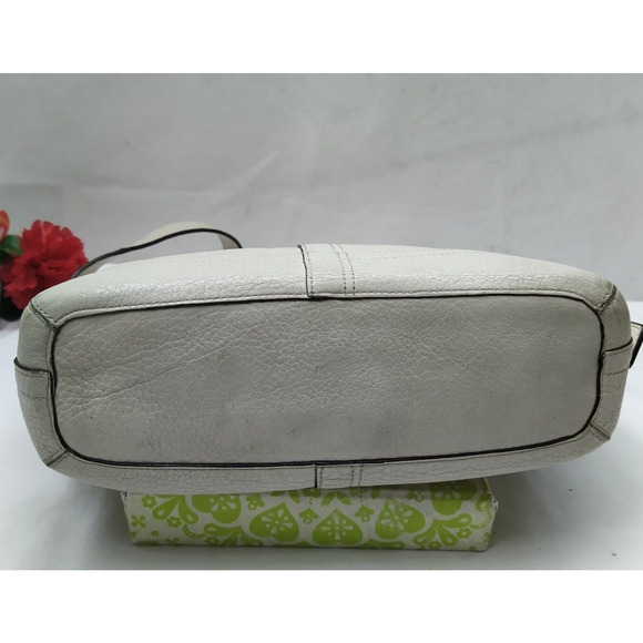 Coach Ivory Pebbled Leather Zipper Closure Crossbody Bag - Picture 6 of 16
